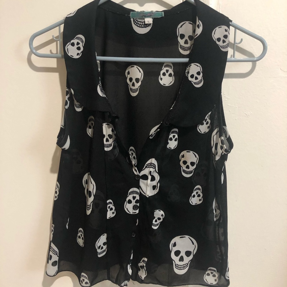 Skull sheer top